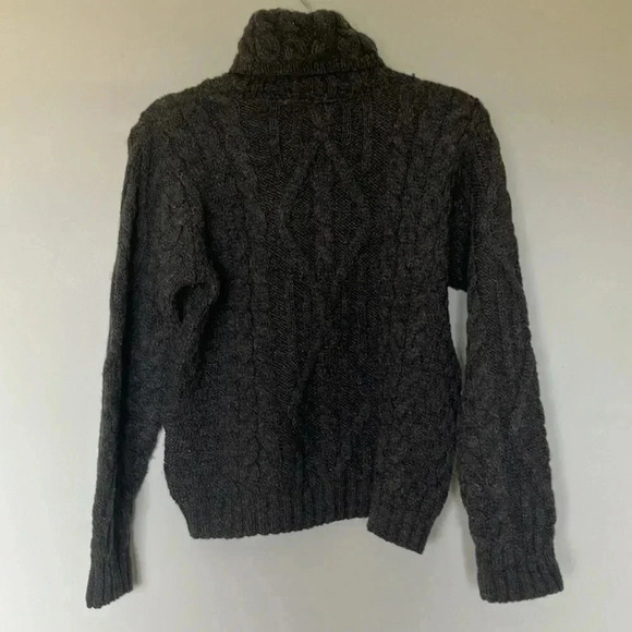 Inis Crafts  100% merino wool grey cable knit turtleneck sweater - Picture 4 of 4
